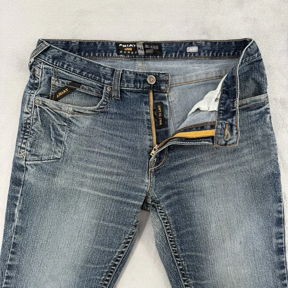 Ariat Rebar M4 Jeans Mens Size 35/32 Relaxed Boot Blue Denim Work Pants Stretch